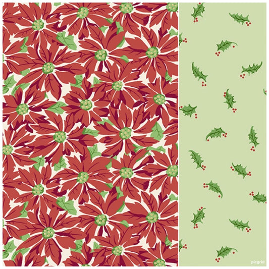 10-Minute Table Runner Kit - Christmas Poinsettia Holly Green