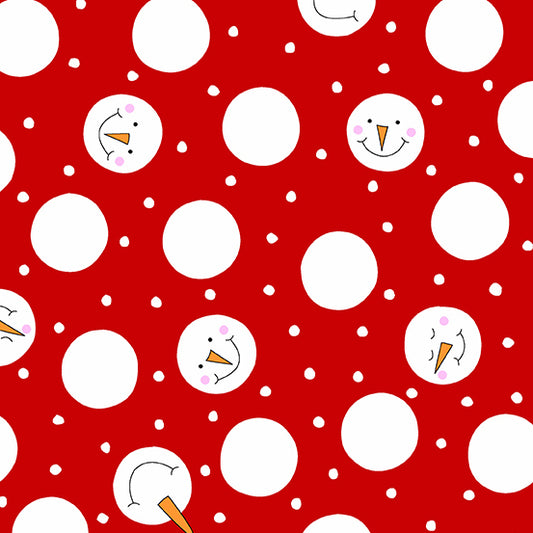 Yardage - Things are Looking Up - Andover Fabrics - Red Snowman Faces Patt 161