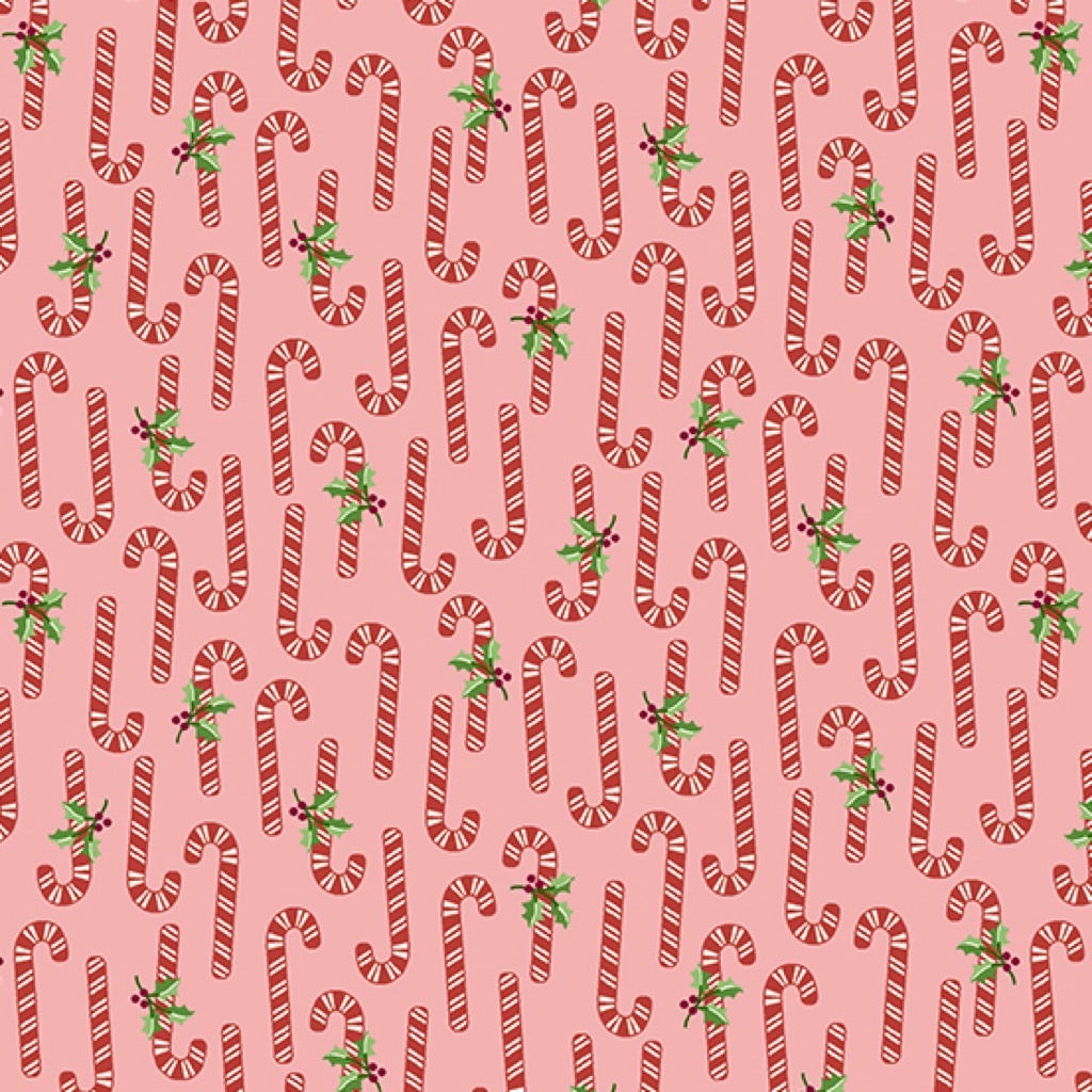 Yardage - Retro Ho Ho - Andover Fabrics - Candy Canes Red