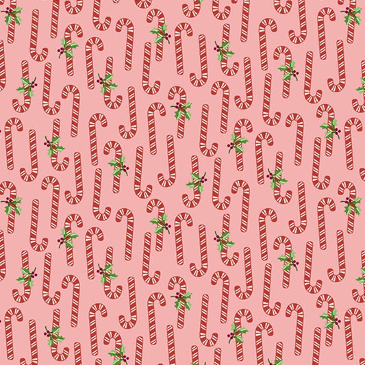 Yardage - Retro Ho Ho - Andover Fabrics - Candy Canes Red