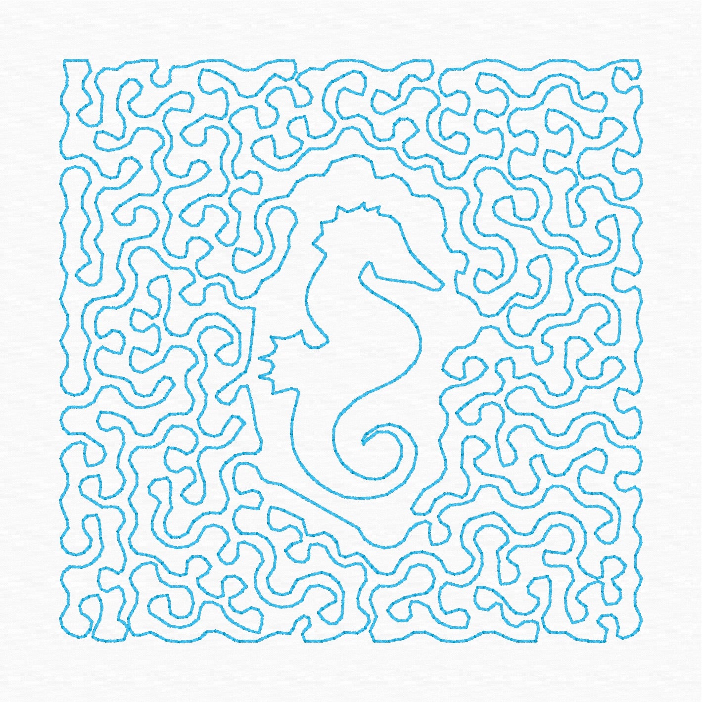 Seahorse Stipple - Machine Embroidery Design - 4x4 Hoop