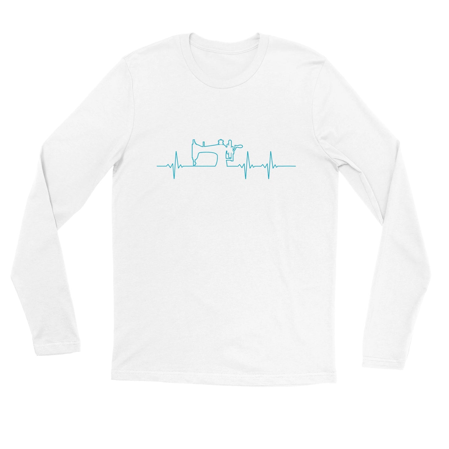 Sewing Machine Heartbeat - Teal - Premium Unisex Long Sleeve T-shirt