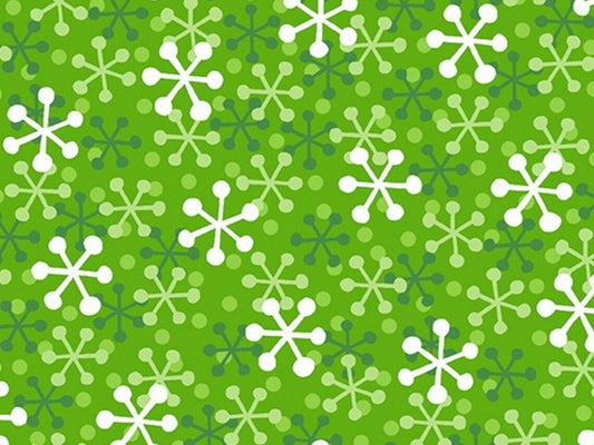 Yardage - Things are Looking Up - Andover Fabrics - Green Snowflakes Patt 163