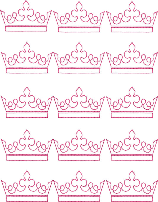 Princess Crowns Allover - Machine Embroidery Quilting Design - 5x7 Hoop - Beachside Knits N Quilts