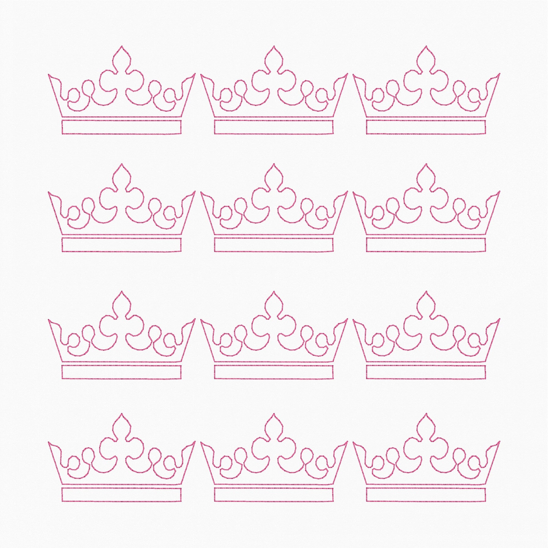 Princess Crowns Allover - Machine Embroidery Quilting Design - 8x8 Hoop - Beachside Knits N Quilts