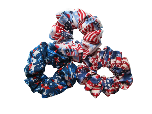 Jumbo Hair Scrunchies - Patriotic - Beachside Knits N Quilts