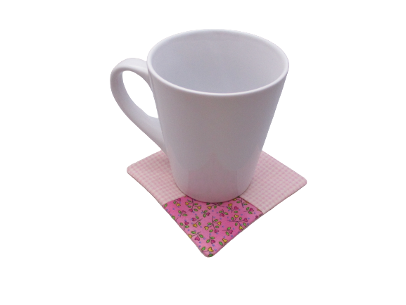 Criss Cross Coasters - Gingham Hearts Pink - Beachside Knits N Quilts