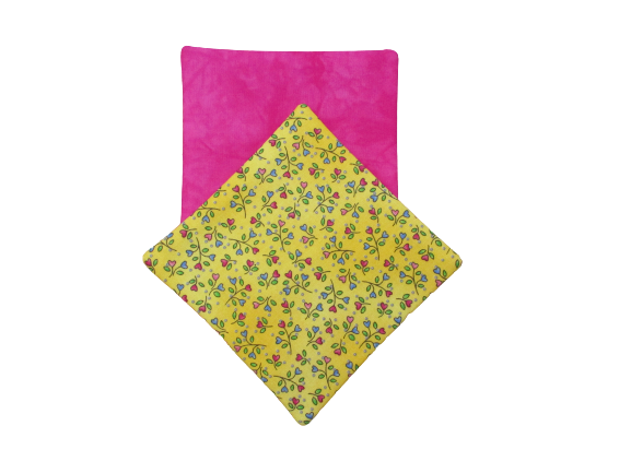 Criss Cross Coasters - Hearts Pink Yellow - Beachside Knits N Quilts