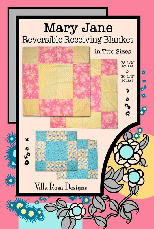 Mary Jane Reversible Receiving Blanket Pattern Card - Beachside Quilts