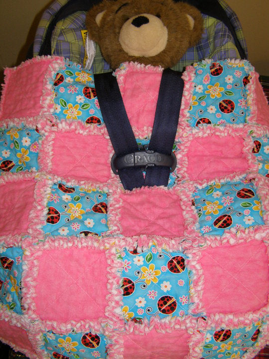 Custom Made to Order Stroller Rag Quilt for Baby or Toddler - Embroidered Name or Initials Included - Beachside Knits N Quilts