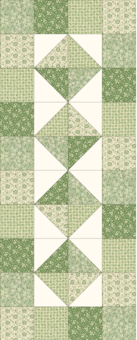 Scrappy Charm Table Runner Kit - Precut - Green Calico Charm